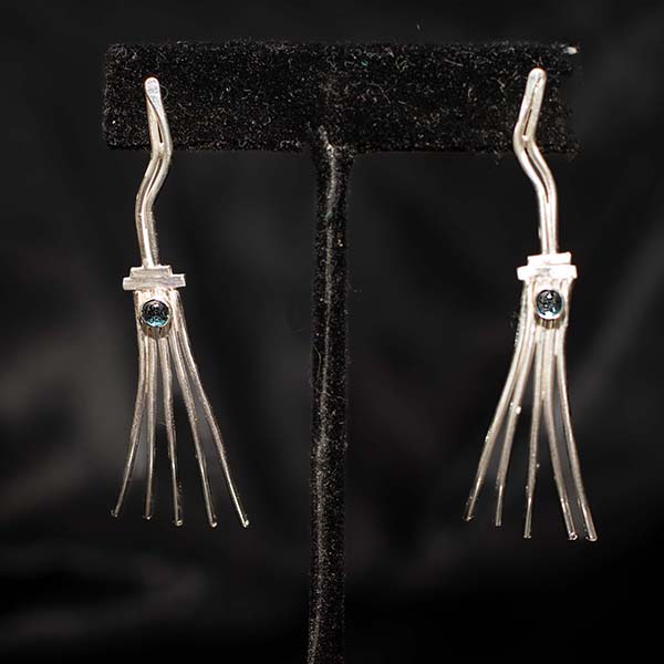 Pine Needle 2-inch Earrings with London Blue Topaz