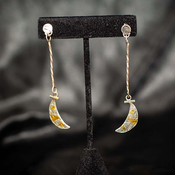 Sterling Silver and 24K Gold Moon Earrings