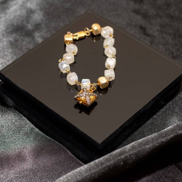 buy Diamond, Moonstone, Gold Vermeil Bracelet