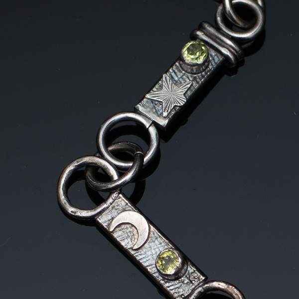buy handcrafted linked peridot sterling silver bracelet