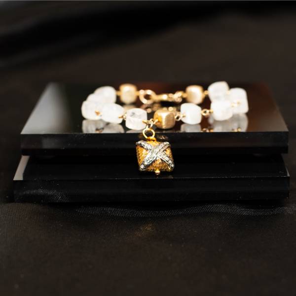 buy handmade Diamond, Moonstone, Gold Vermeil Bracelet