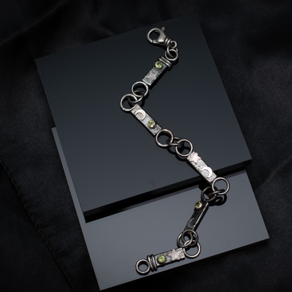 buy handmade linked peridot sterling silver bracelet