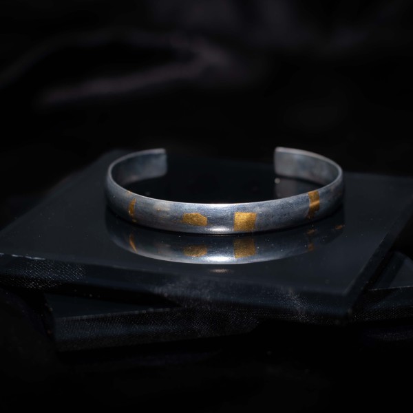 Oxidized Sterling Silver Cuff Bracelet with 24K Gold