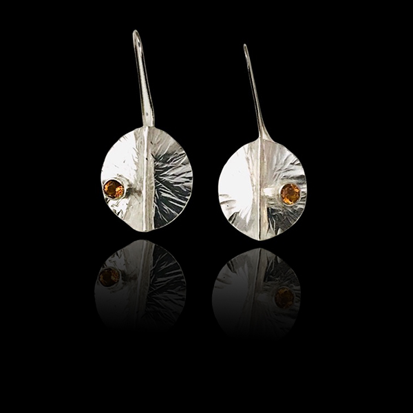 Sterling Silver Pod Earrings With Citrine