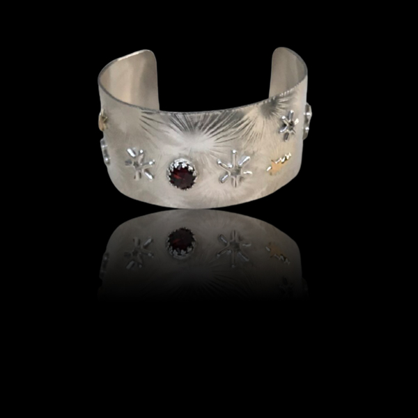 Sterling Silverburst Star Cuff Bracelet With 18K Gold