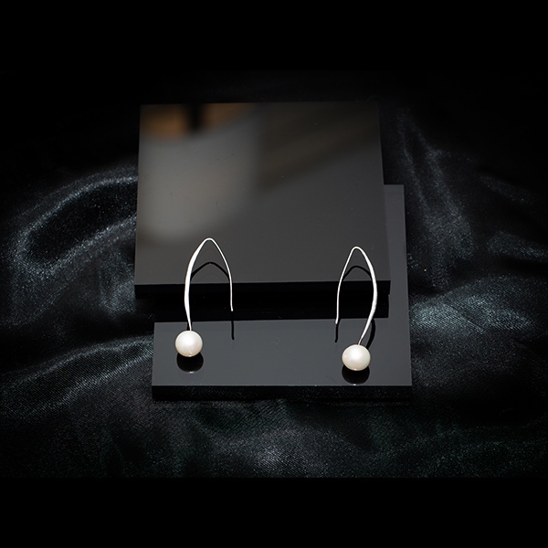 Sterling Silver Forged Earring With Pearl