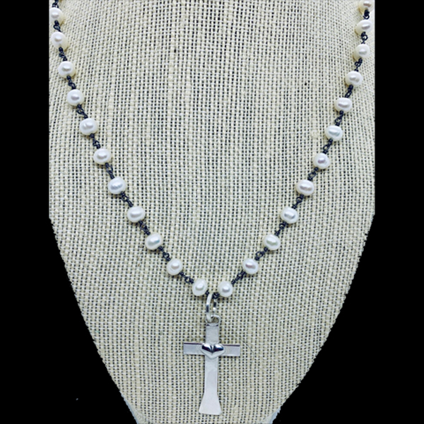 Pearls With Sterling Silver Cross