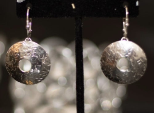 sterling silver textured  circle earrings