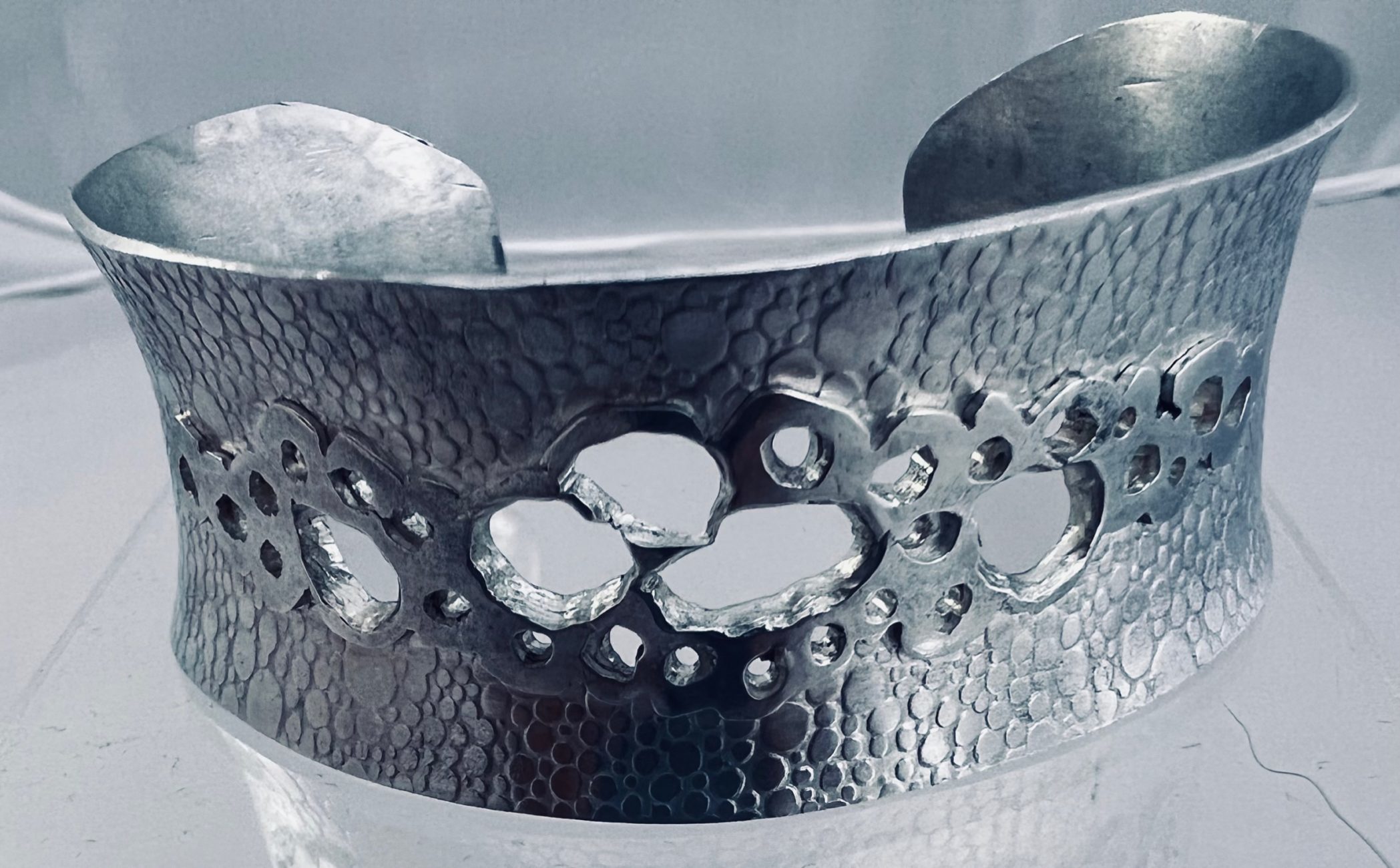 sterling silver cuff bracelet with handcrafted cutouts