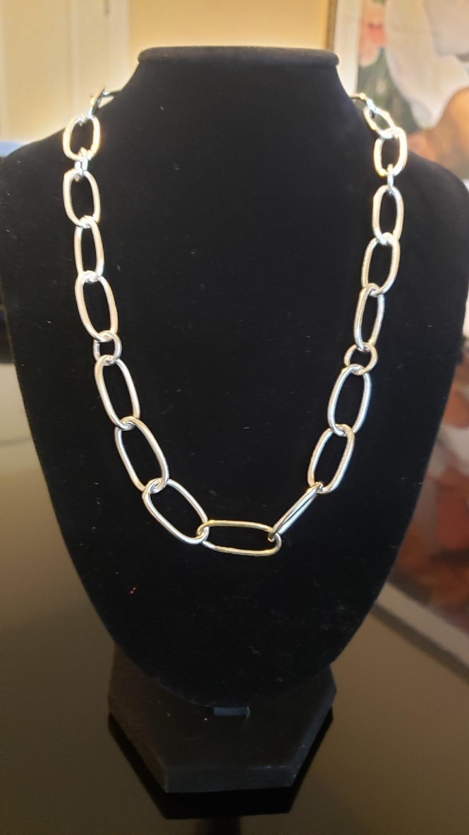 Sterling Silver with 14K Gold Handmade Link Necklace