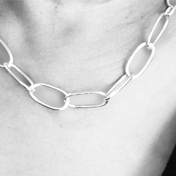 shop silver gold and Sterling silver handmade link chain necklace