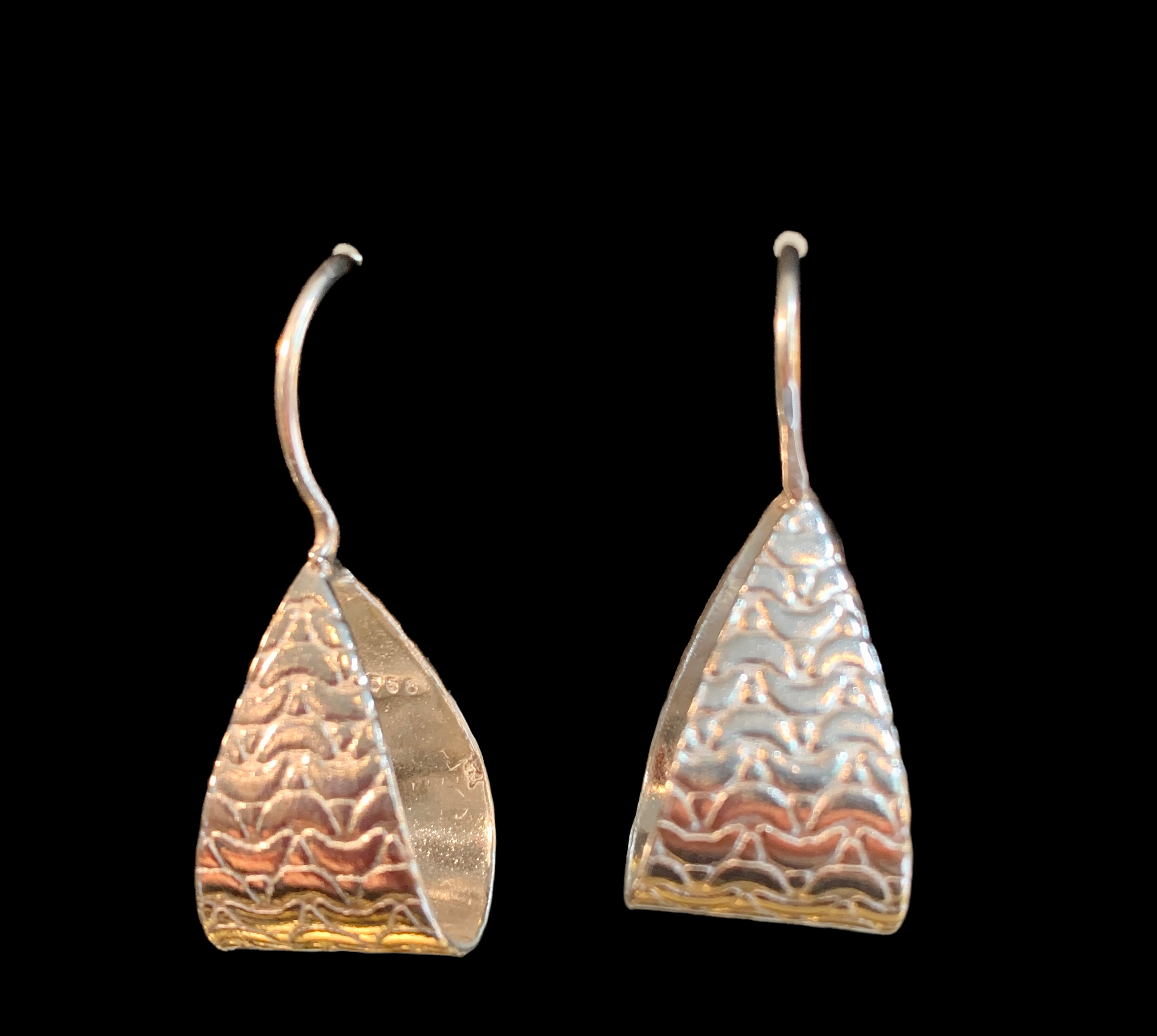 Folded leaf drop earrings
